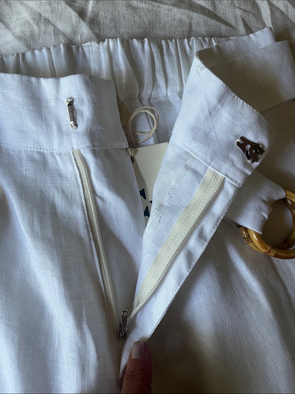 Chasing Unicorns βοΈ White Linen Cutwork Embroidery Wide Leg Trousers sz XS/Small - Picture 8 of 16